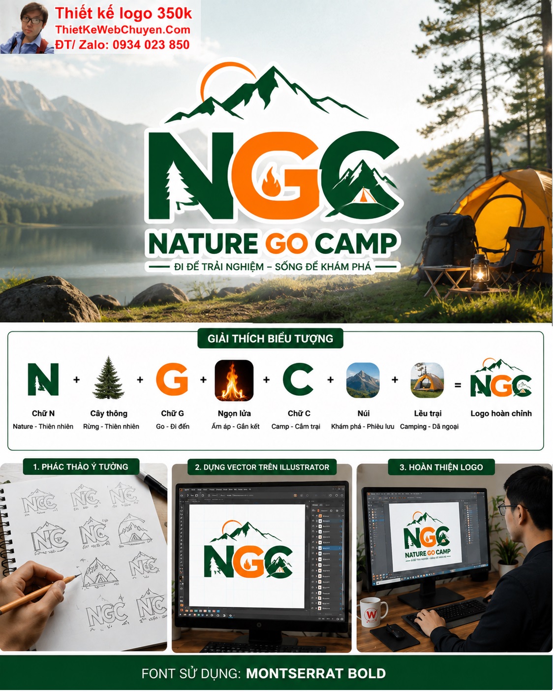 Thiết kế logo cửa hàng bán đồ camping dã ngoại