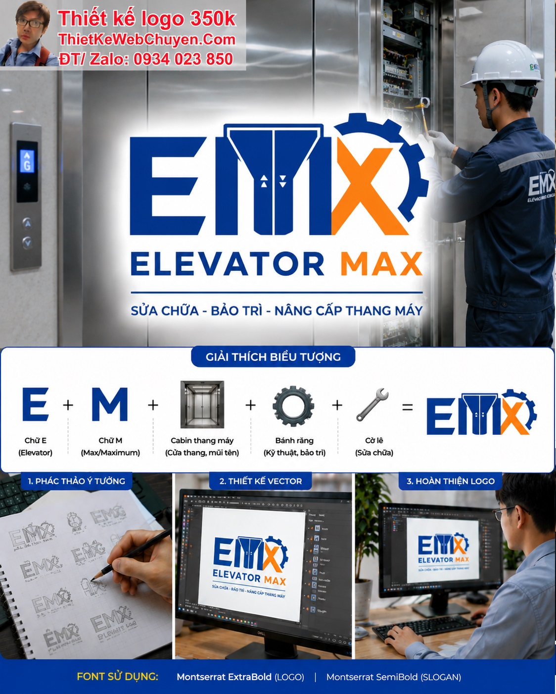 Thiết kế logo dịch vụ sửa chữa bảo trì thang máy