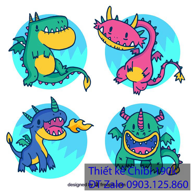 Thiết kế logo CHIBI con rồng hoạt hình